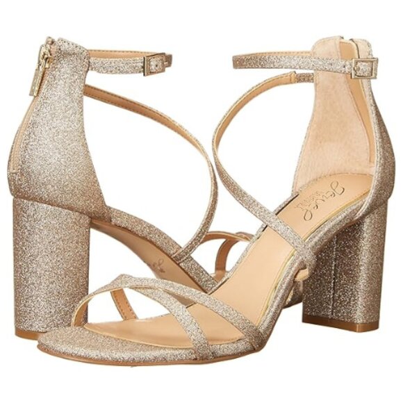 Jewel Badgley Mischka Women's Devorah Heeled Sandal Size 7 M Gold Glitter - Picture 7 of 7